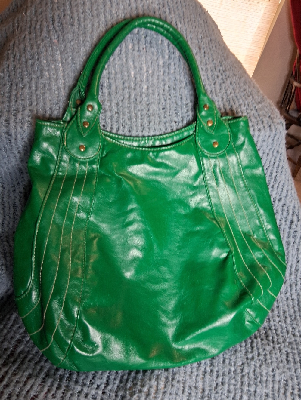 Vintage Green Women's Soft Faux Leather Tote Handbag Purse